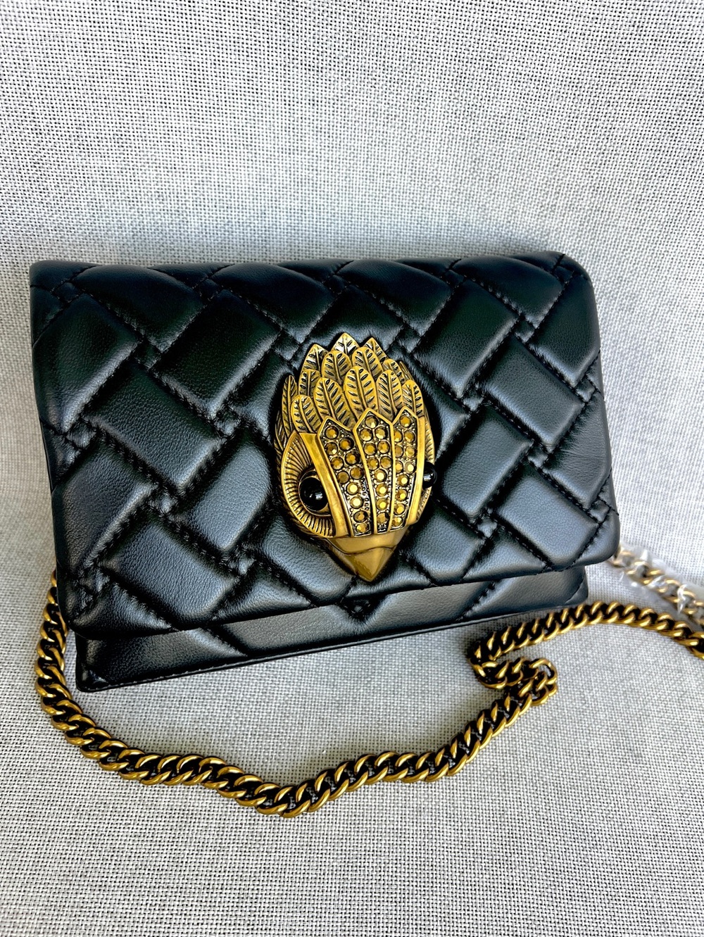 Kurt Geiger Kensington Mini clutch on chain crossbody bag Large eagle black NWT